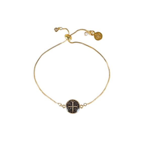 MY SAINT MY HERO Jubilee Benedictine Bracelet in Black & Gold - Picture 1 of 10